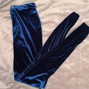 Forever 21 blue velvet pants, size small